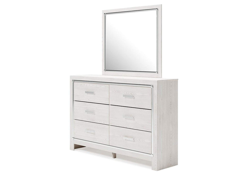 Altyra Twin Panel Bed, Dresser and Mirror angled view