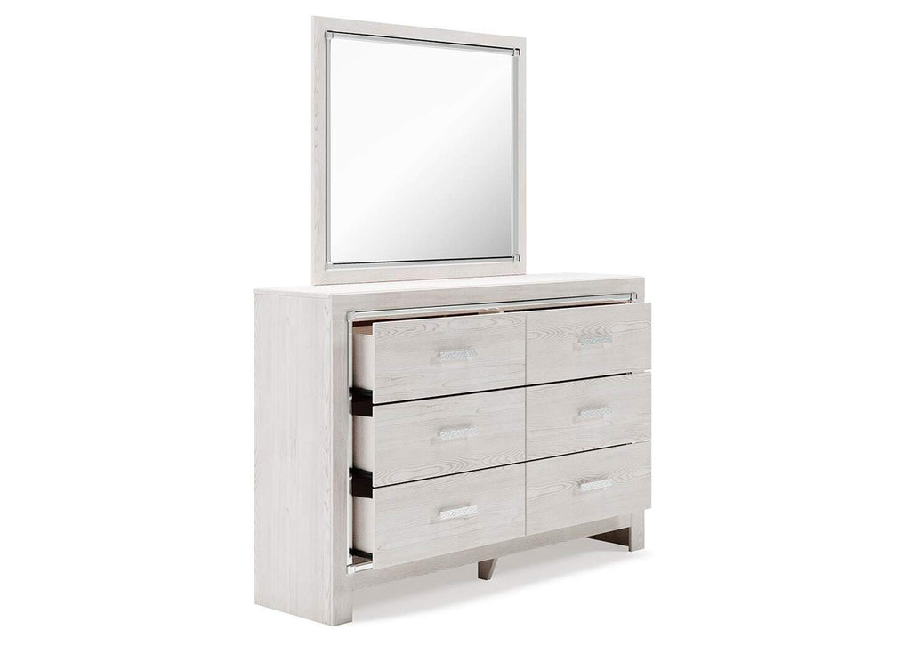 Altyra Twin Panel Bed, Dresser and Mirror angled view