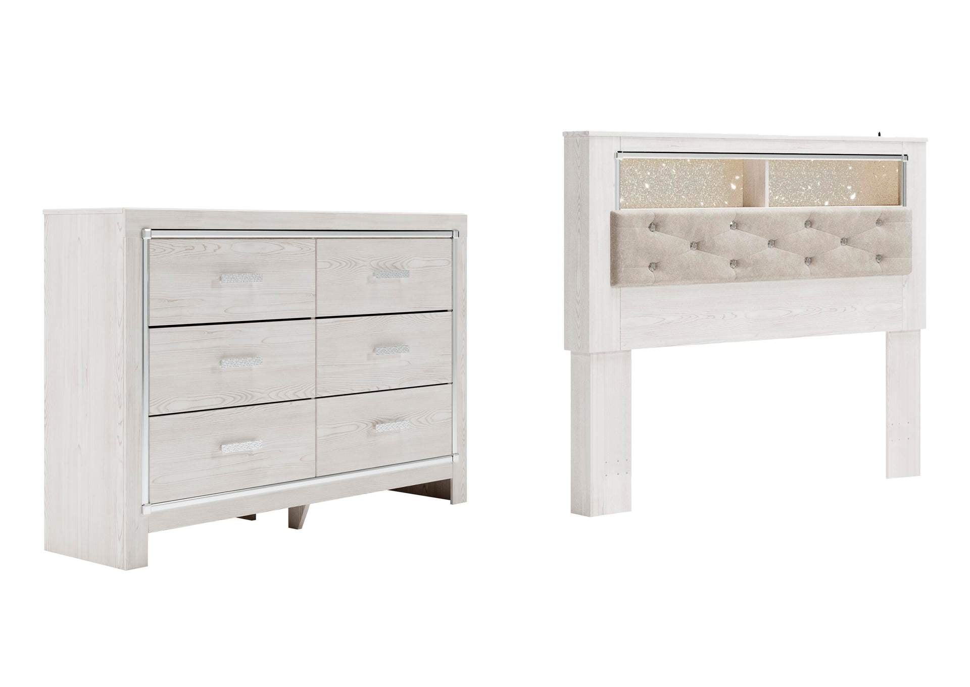 Altyra Queen Bookcase Headboard Bed with Dresser