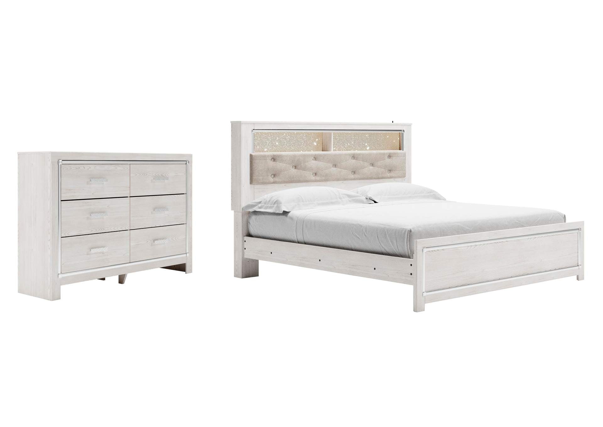Altyra King Panel Bookcase Bed with Dresser
