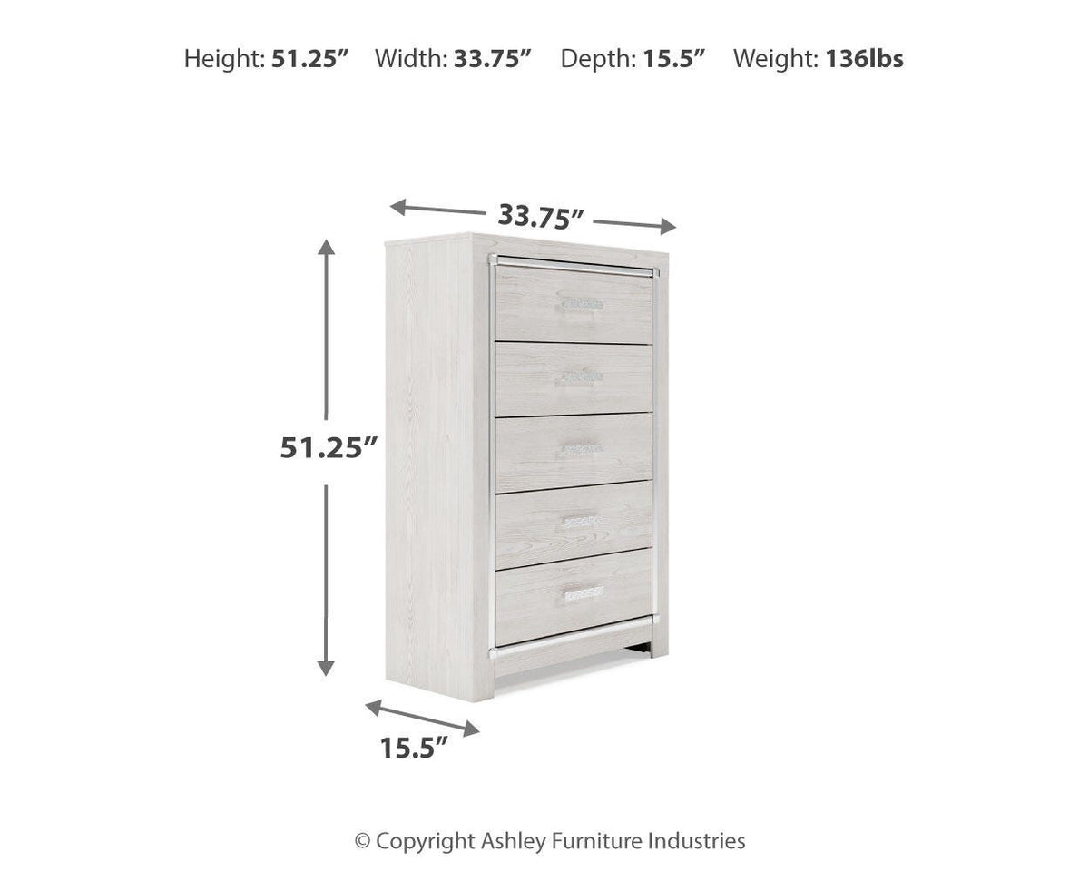 Altyra Chest of Drawers in White, alternate view 5