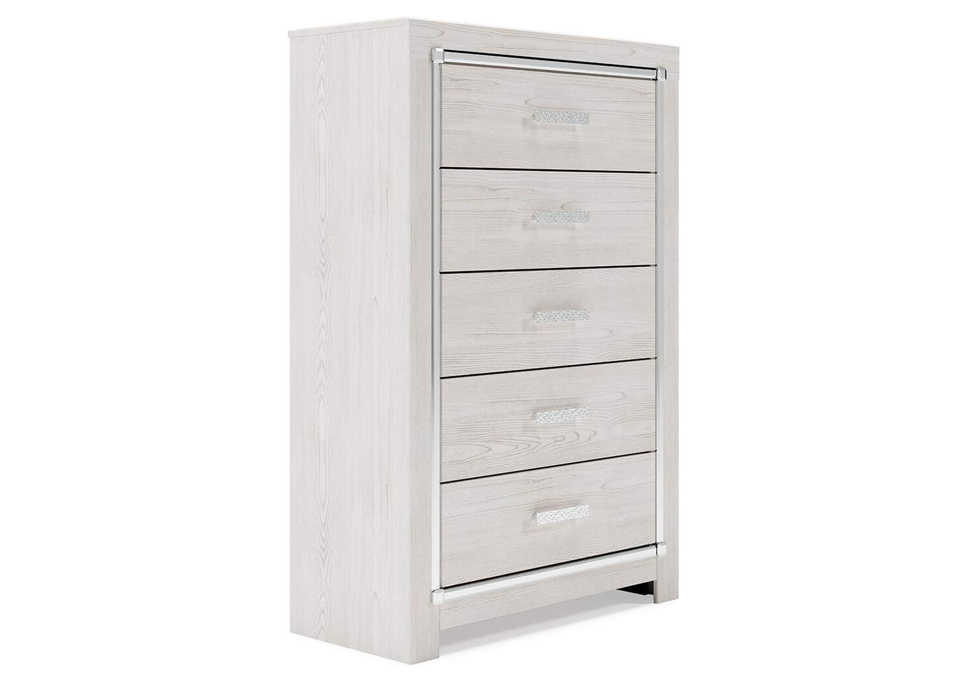 Altyra Full Panel Bed with Mirrored Dresser and Chest angled view