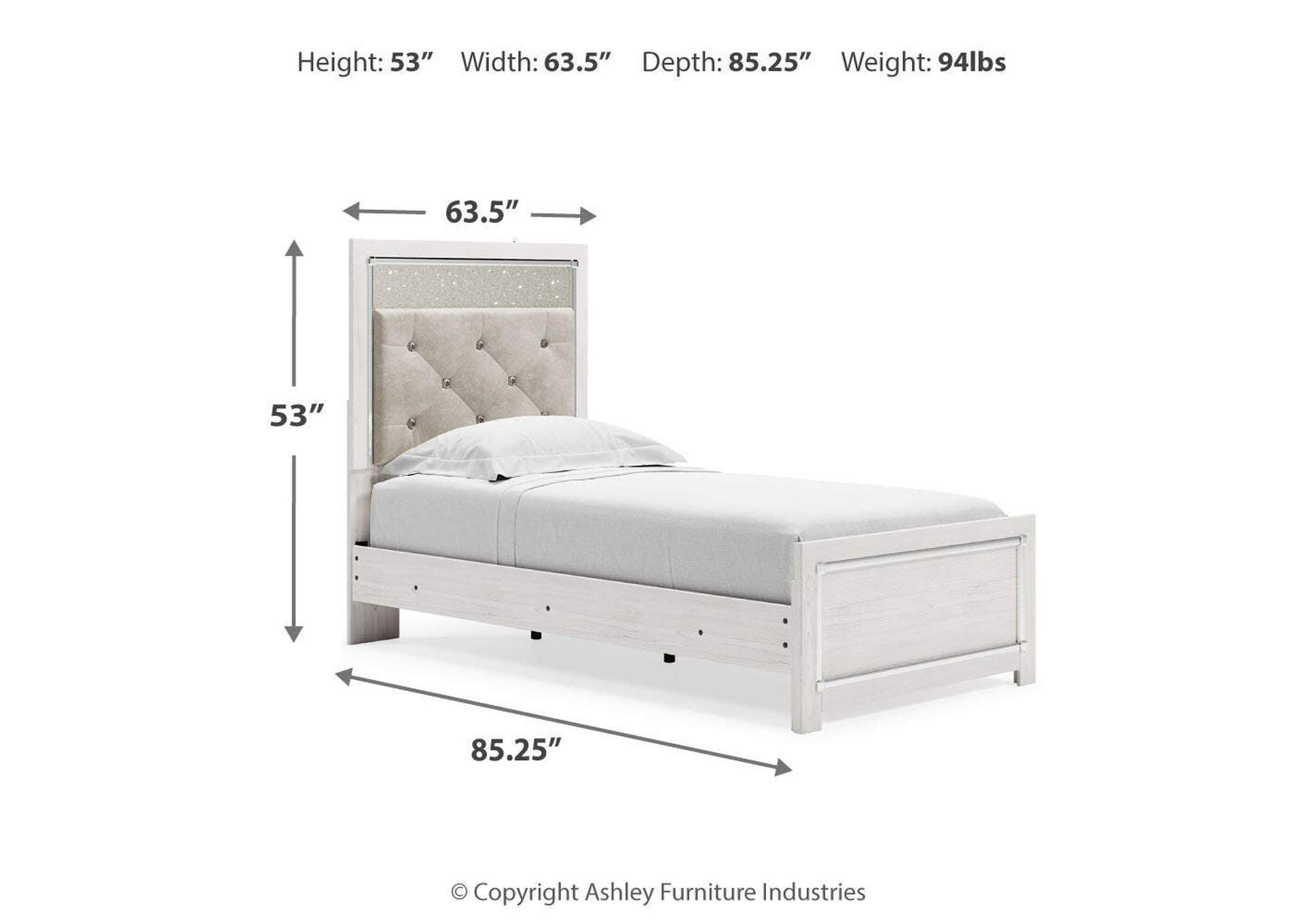 Altyra Twin Panel Bed dimensions