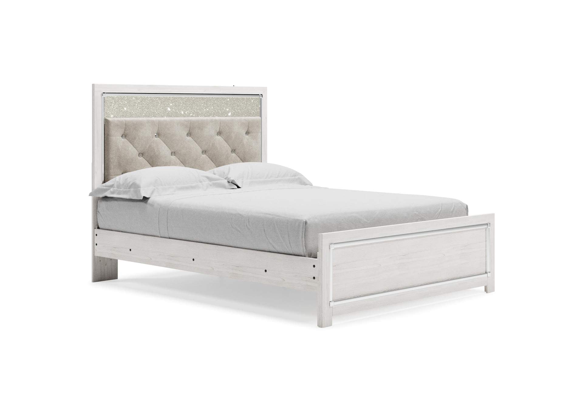 Altyra Queen Panel Bed with Mirrored Dresser, Chest and 2 Nightstands angled view