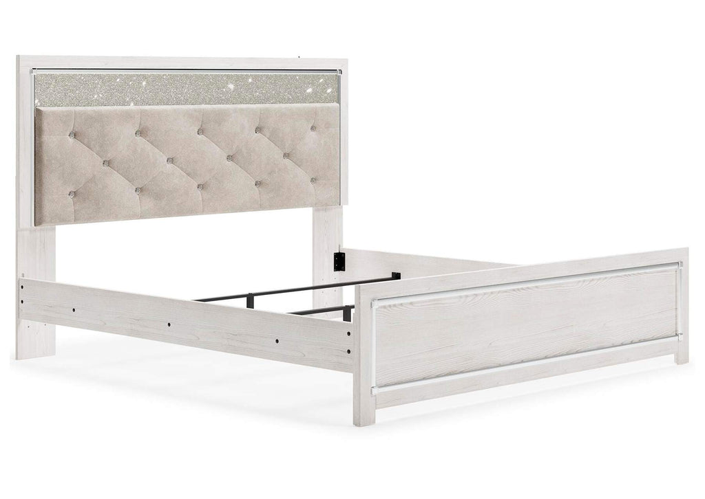 Lawroy King Panel Bed, Dresser, Mirror and Nightstand angled view