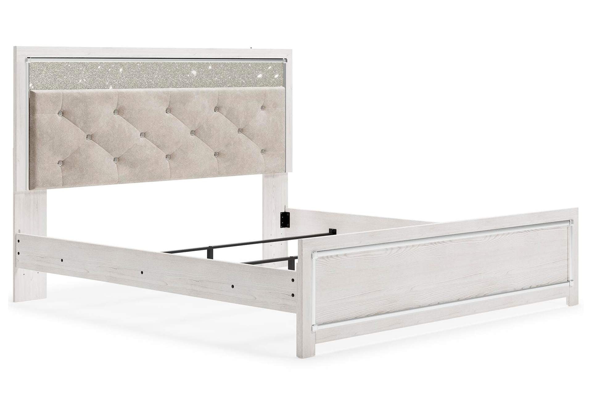 Lawroy King Panel Bed, Dresser, Mirror and Nightstand angled view