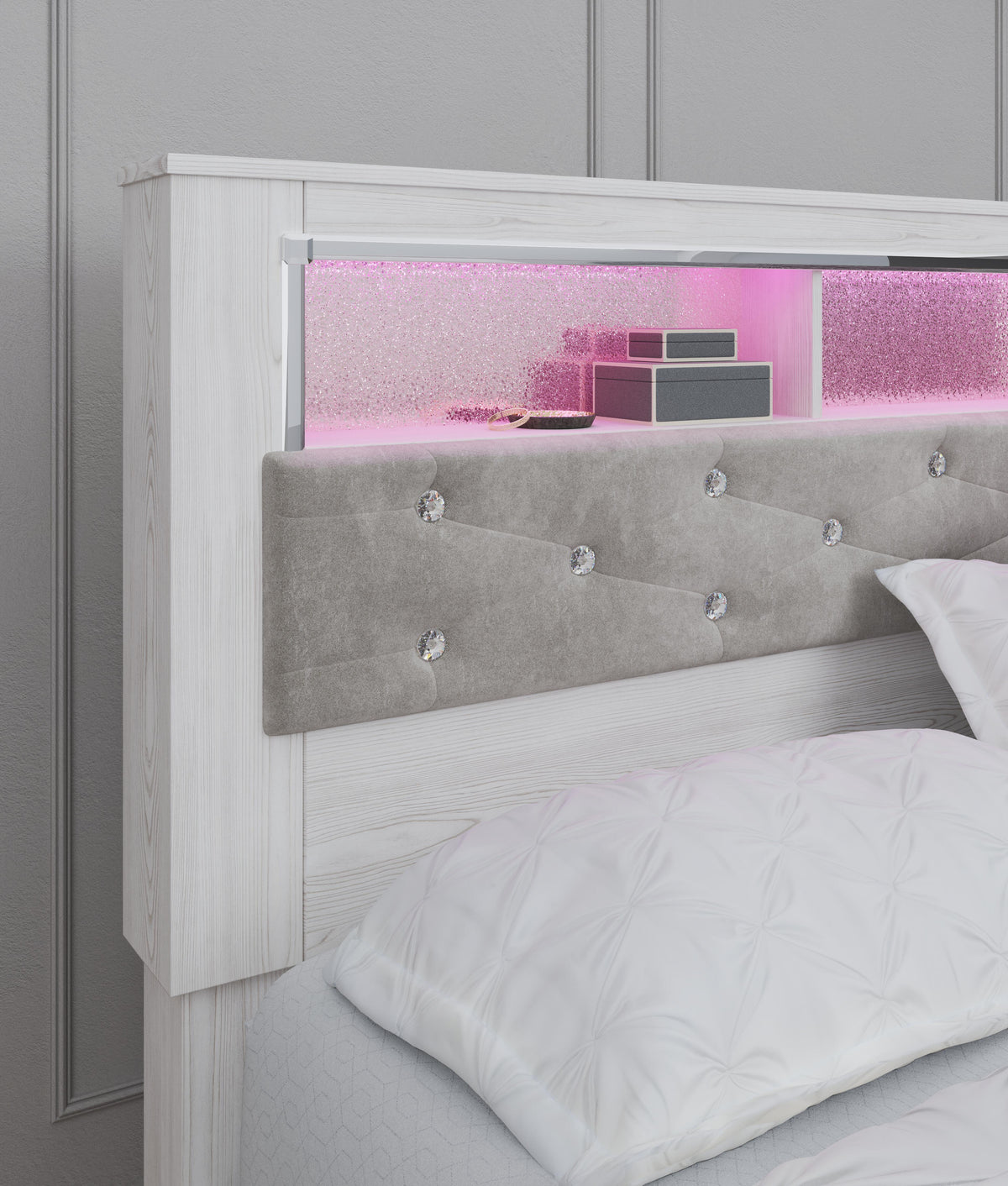 Altyra King Upholstered Bookcase Bed with Storage - image 18