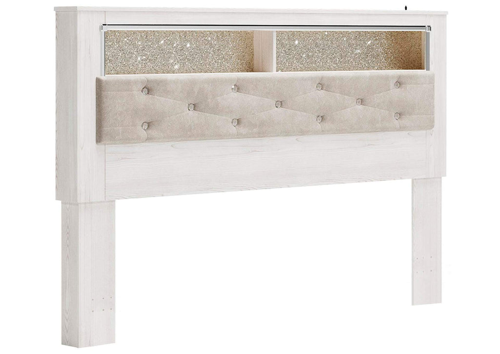 Altyra King Bookcase Headboard Bed with Mirrored Dresser and Chest