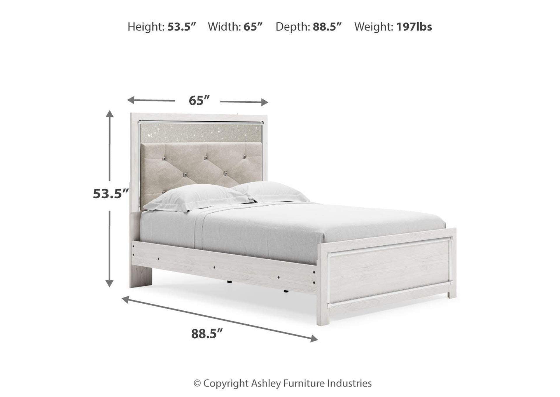 Altyra Full Panel Bed, Dresser and Mirror dimensions