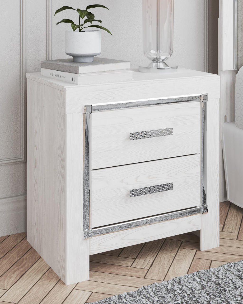 Altyra Nightstand in White, lifestyle view