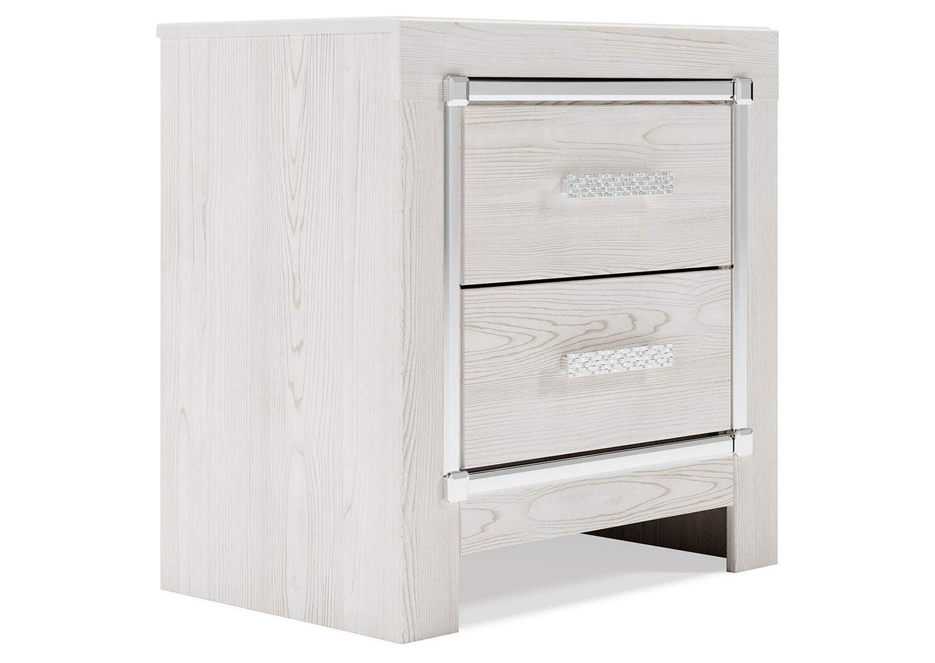 Altyra Queen Upholstered Storage Bed with Mirrored Dresser and Nightstand
