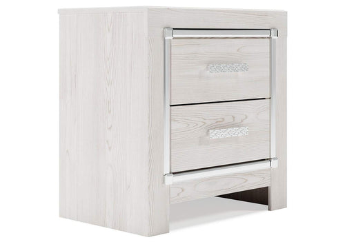 Altyra Queen Upholstered Storage Bed with Mirrored Dresser and Nightstand