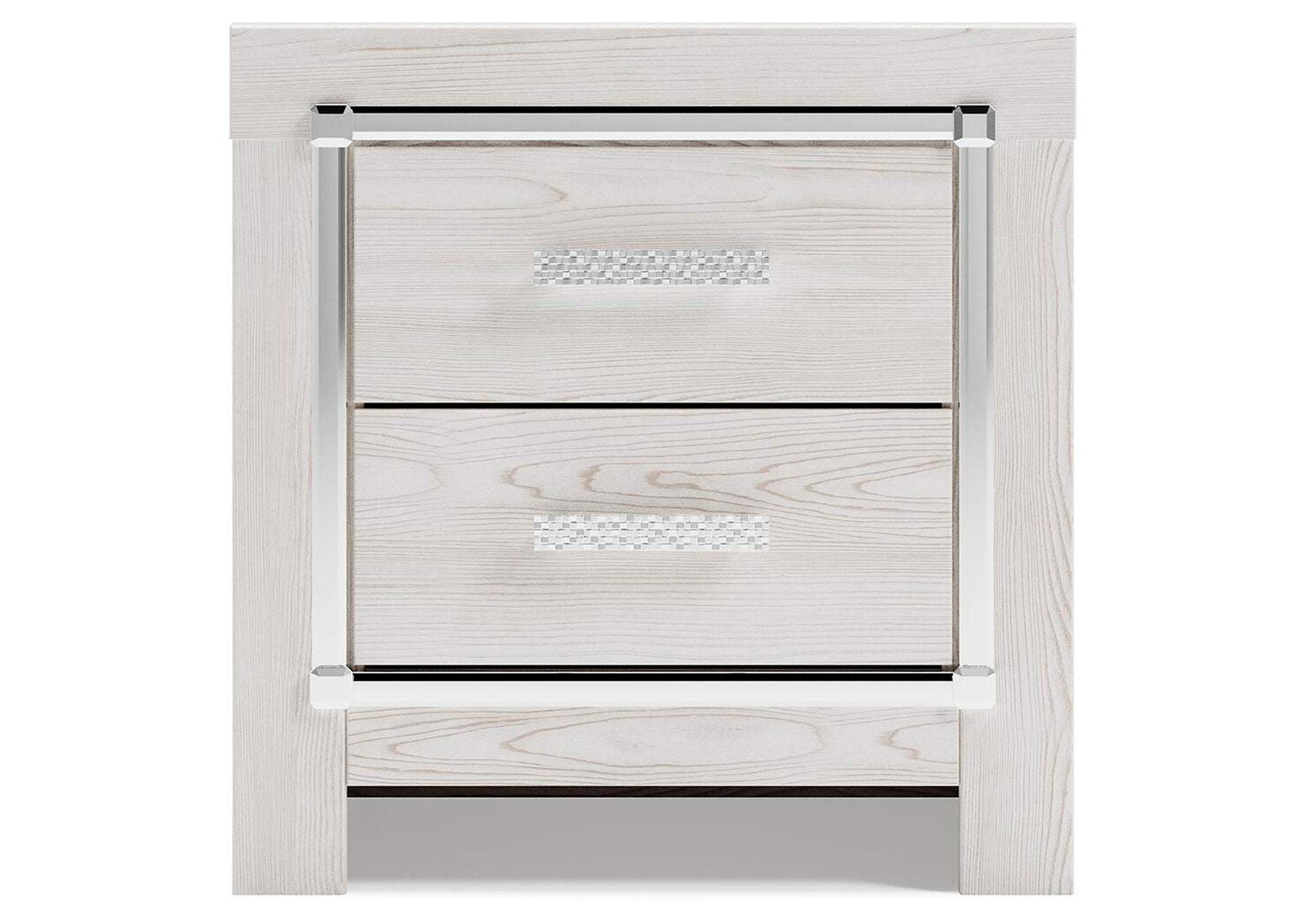Altyra King Upholstered Storage Bed with Mirrored Dresser and Nightstand