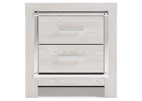 Altyra King Upholstered Storage Bed with Mirrored Dresser and Nightstand