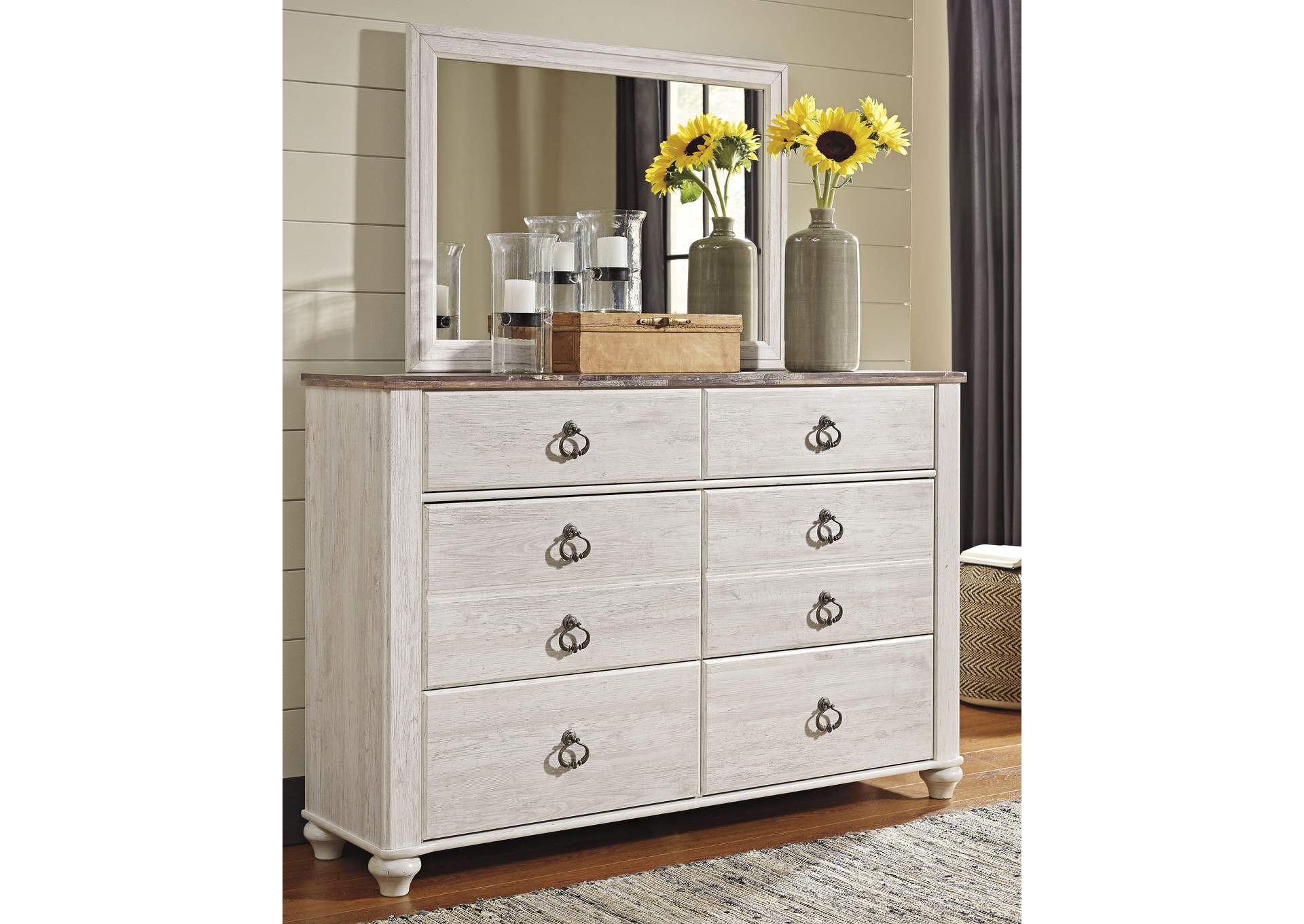 Willowton King Sleigh Bed, Dresser and Nightstand room view