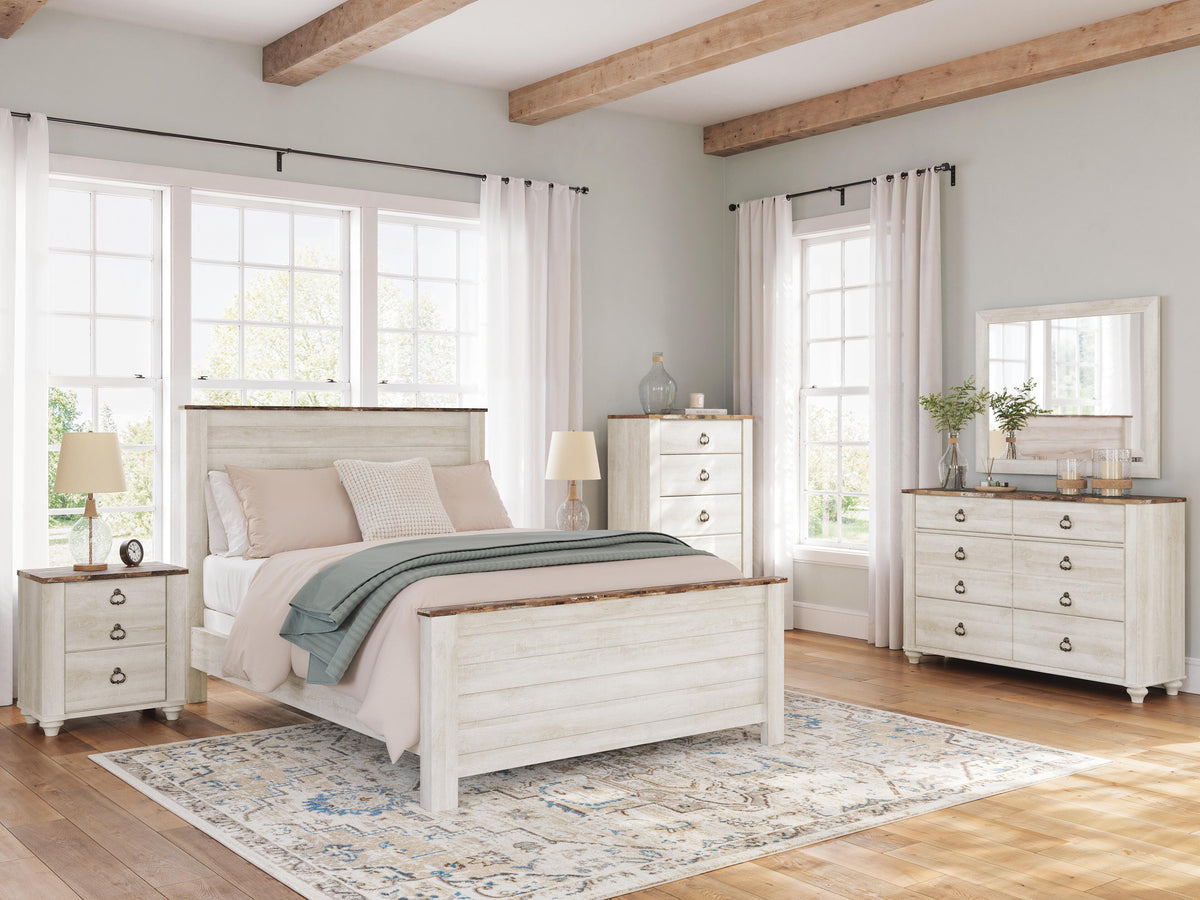 Willowton Queen Panel Bed in Whitewash, alternate view 4