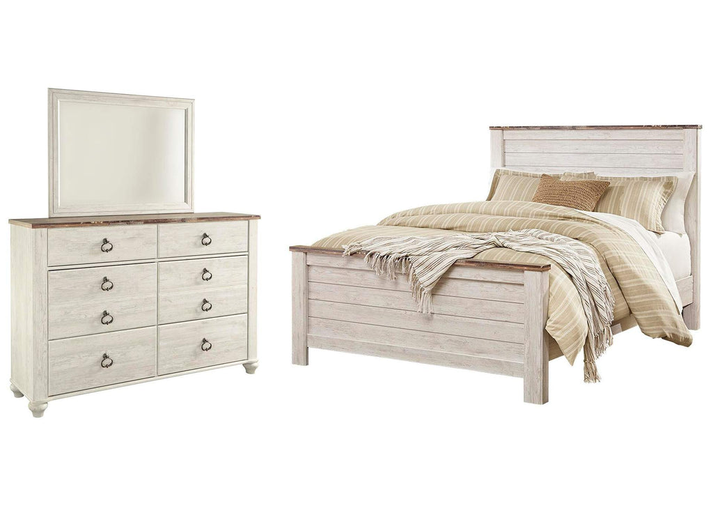 Willowton Queen Panel Bed, Dresser and Mirror