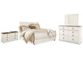 Willowton King Sleigh Bed with Mirrored Dresser and 2 Nightstands