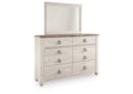 Willowton King Panel Bed with Mirrored Dresser and 2 Nightstands