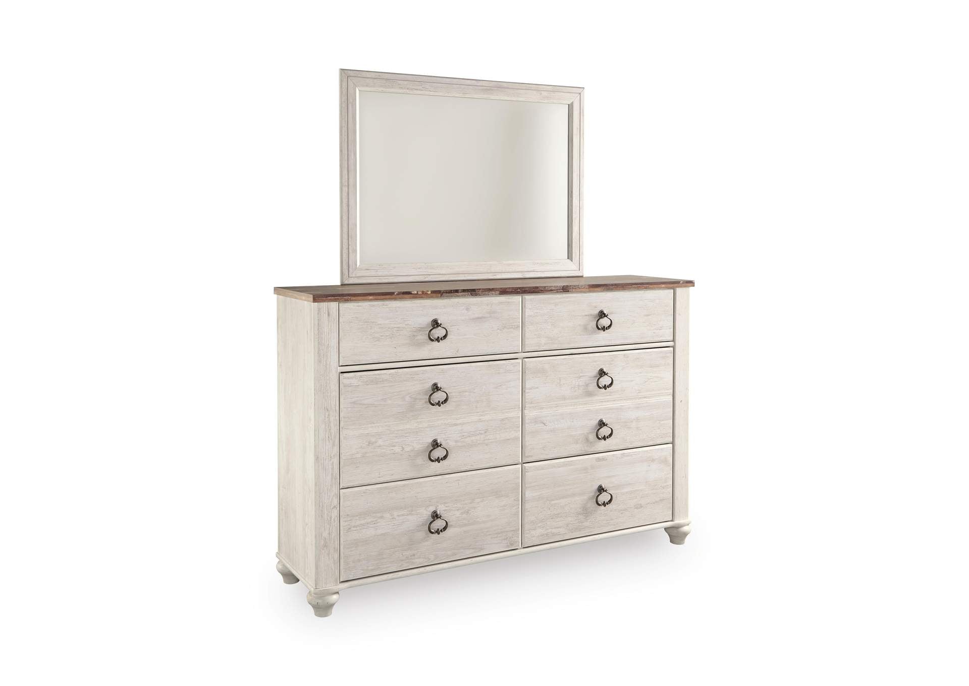 Willowton King Sleigh Bed with Mirrored Dresser