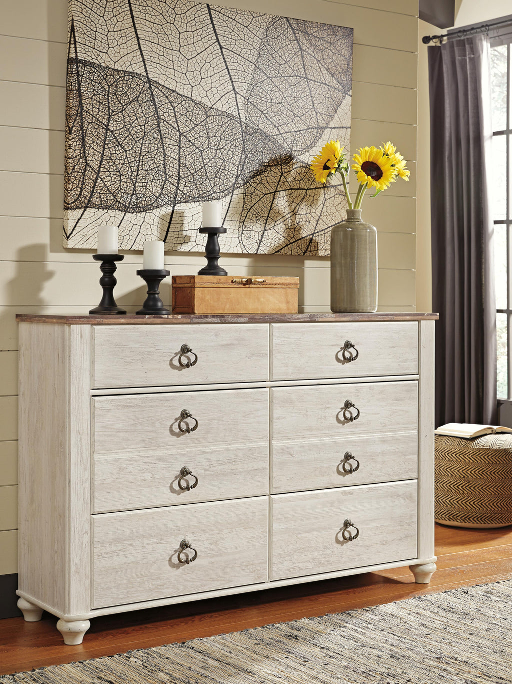 Willowton Dresser in Whitewash, lifestyle view