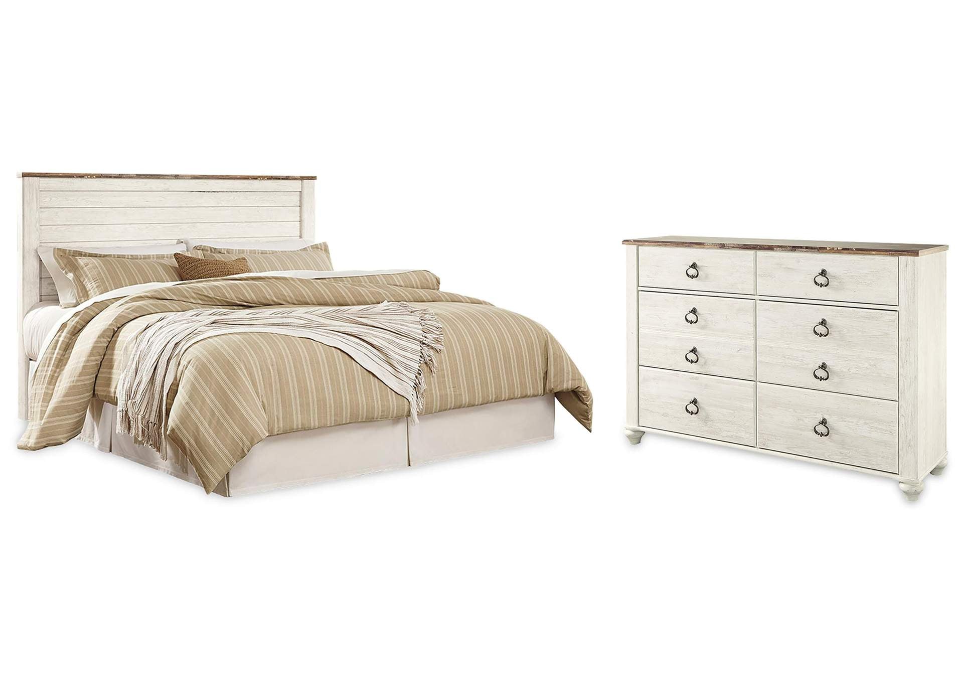 Willowton King/California King Panel Headboard Bed with Dresser