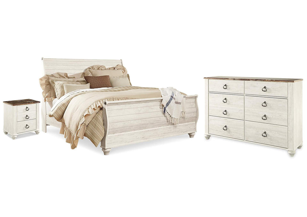 Willowton King Sleigh Bed, Dresser and Nightstand