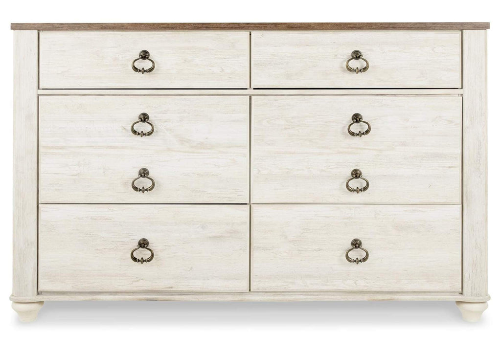 Willowton Full Panel Bed, Dresser, Mirror, 2 Chests and nightstand