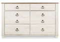 Willowton Full Panel Bed, Dresser, Mirror, 2 Chests and nightstand