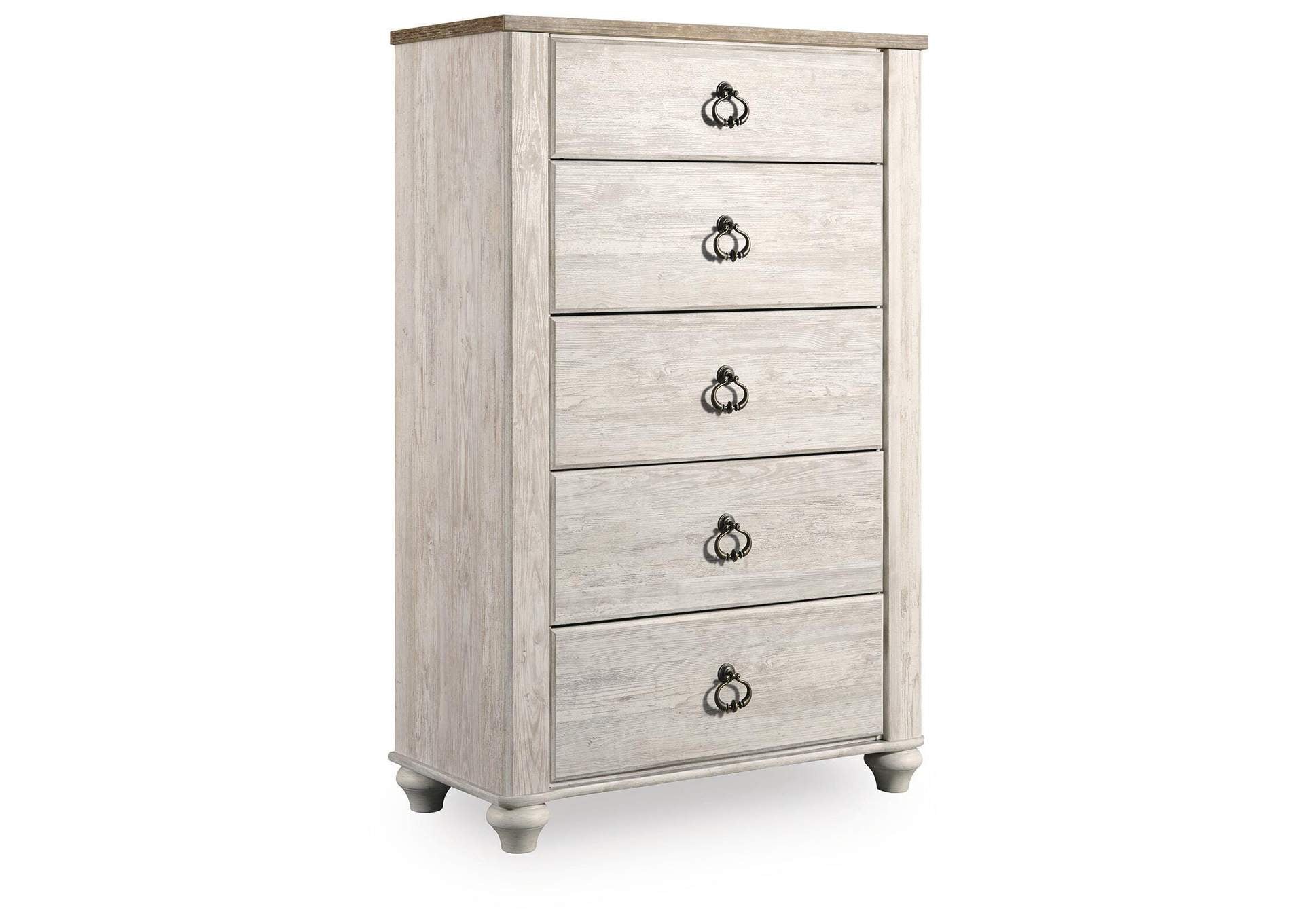 Willowton Full Panel Bed, Dresser, Mirror, 2 Chests and nightstand