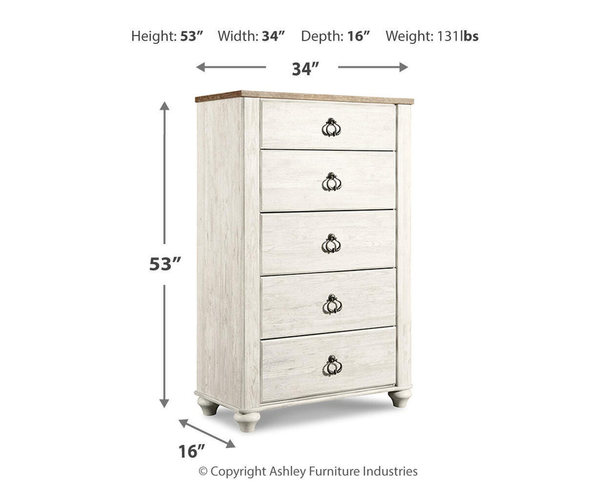 Willowton Chest of Drawers in Whitewash, alternate view 4