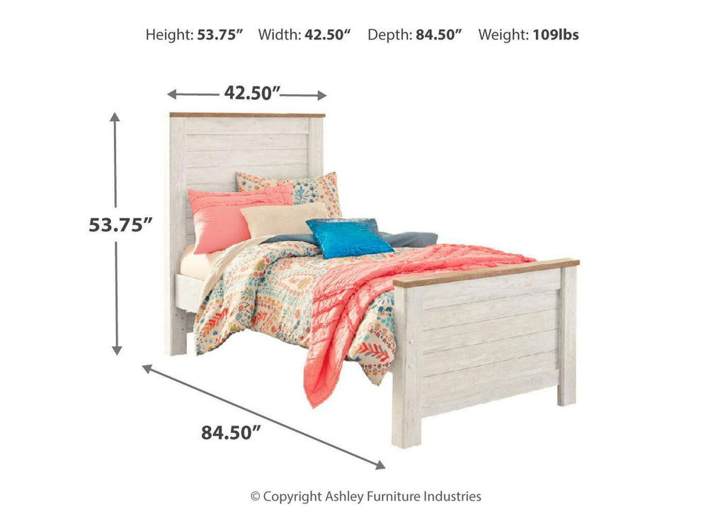 Willowton Twin Panel Bed dimensions