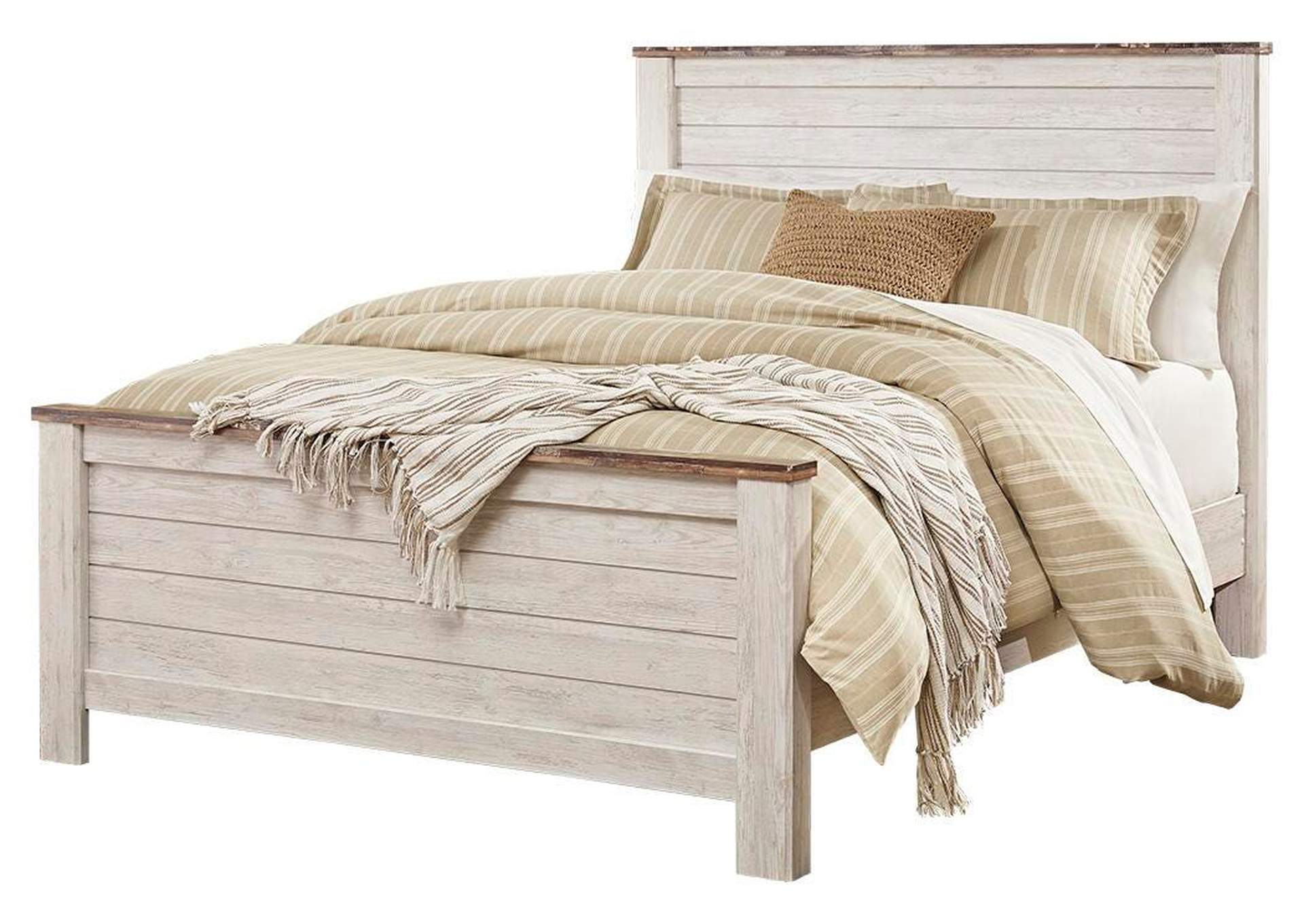 Willowton Queen Panel Bed with Mirrored Dresser