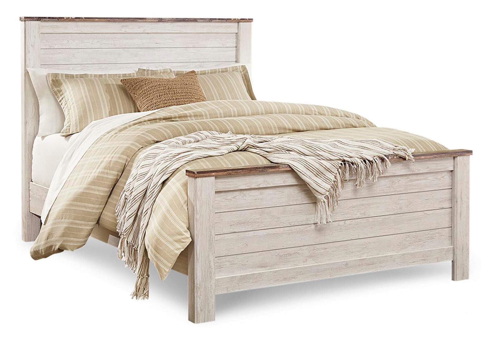 Willowton Queen Panel Bed with Mirrored Dresser and Nightstand