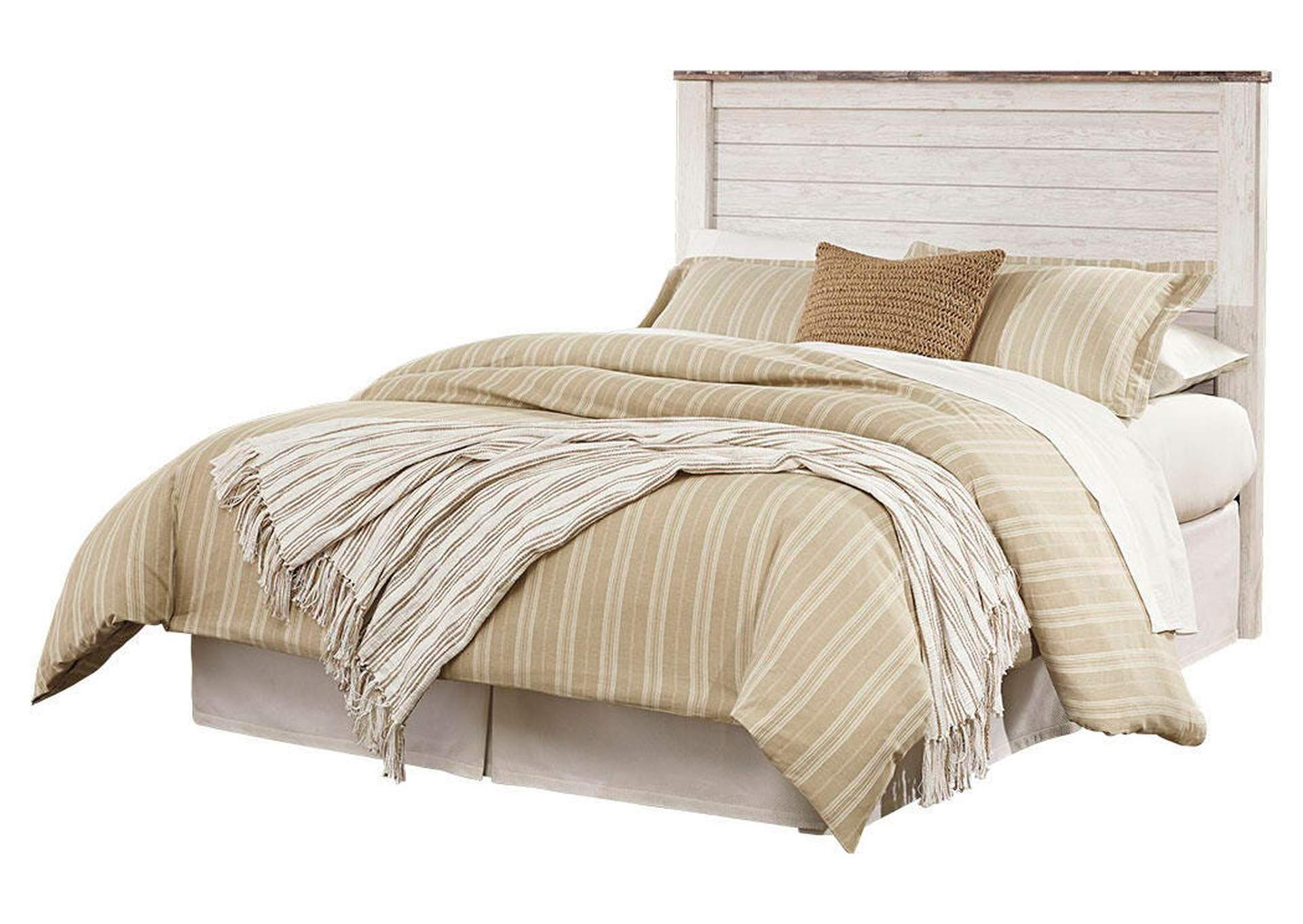 Willowton Queen/Full Panel Headboard Bed with Mirrored Dresser and Chest