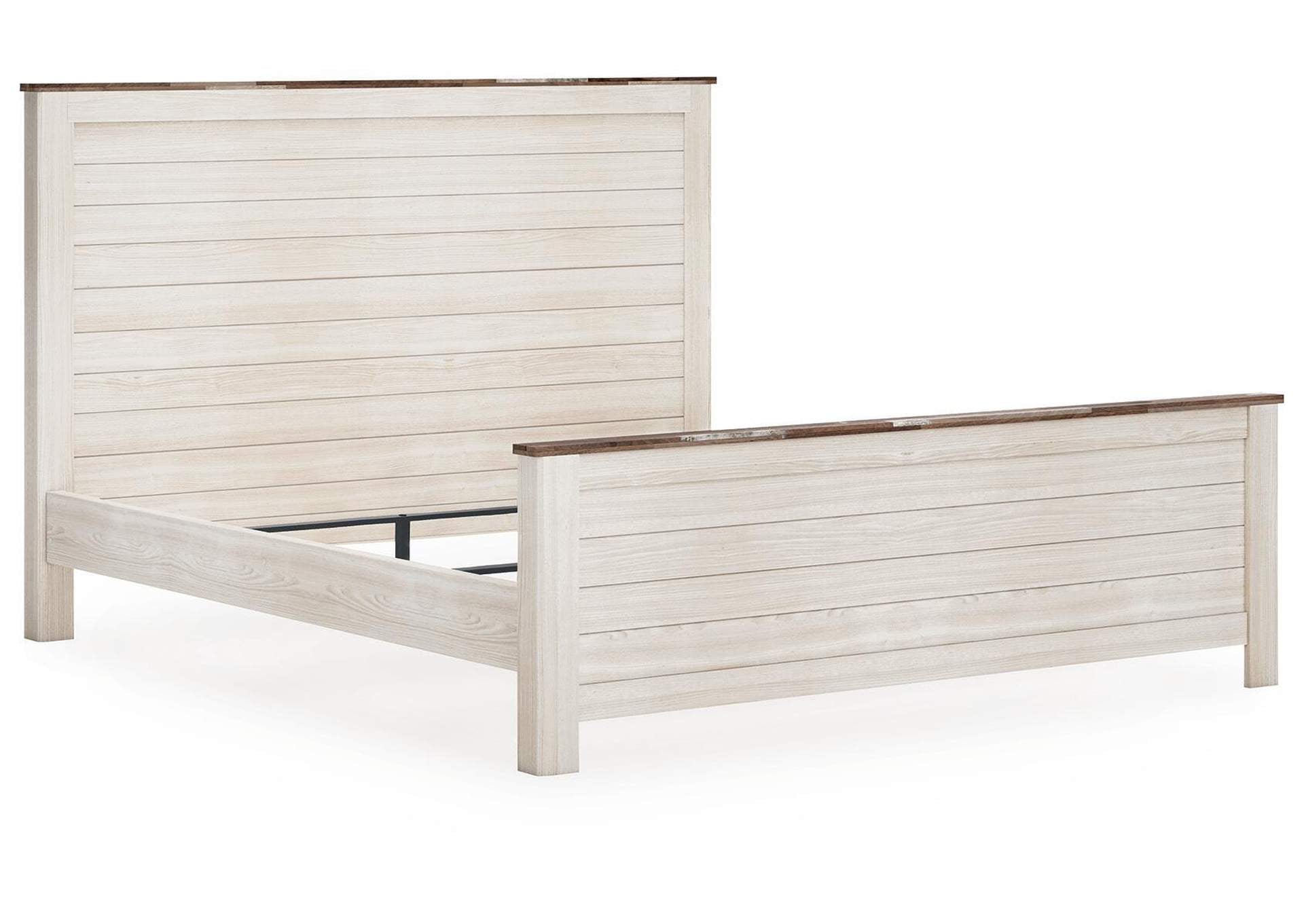 Willowton King Panel Bed with Mirrored Dresser and Nightstand