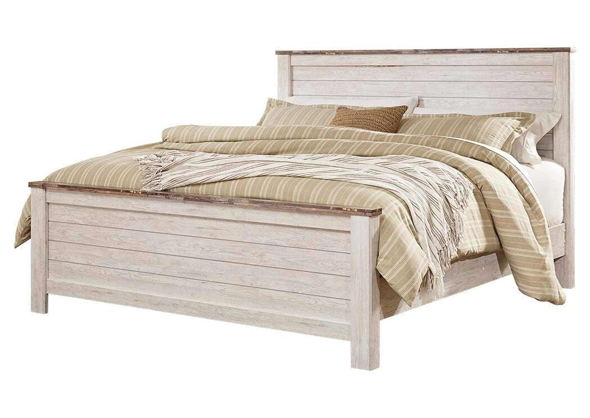 Willowton King Panel Bed with Mirrored Dresser