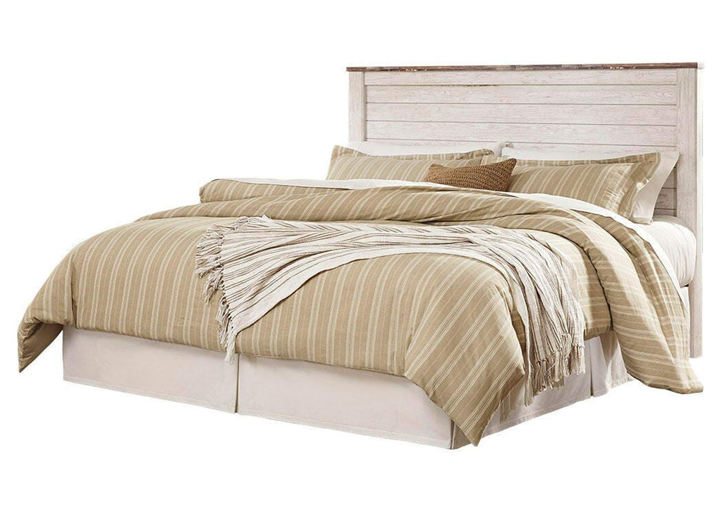 Willowton King/California King Panel Headboard Bed with Mirrored Dresser, Chest and Nightstand