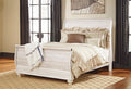 Willowton Queen Sleigh Bed in Whitewash