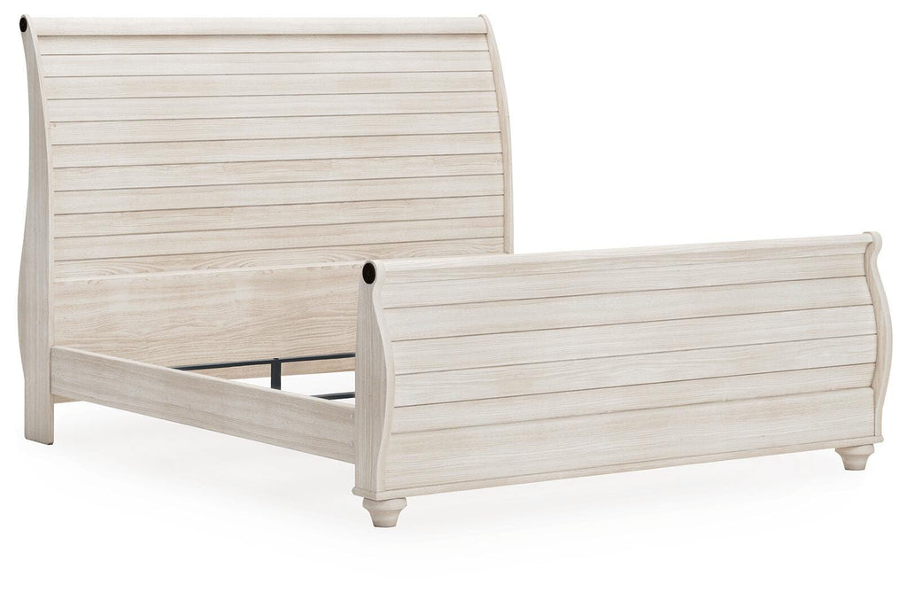 Willowton King Sleigh Bed in Whitewash, angle view