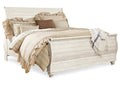 Willowton King Sleigh Bed with Mirrored Dresser