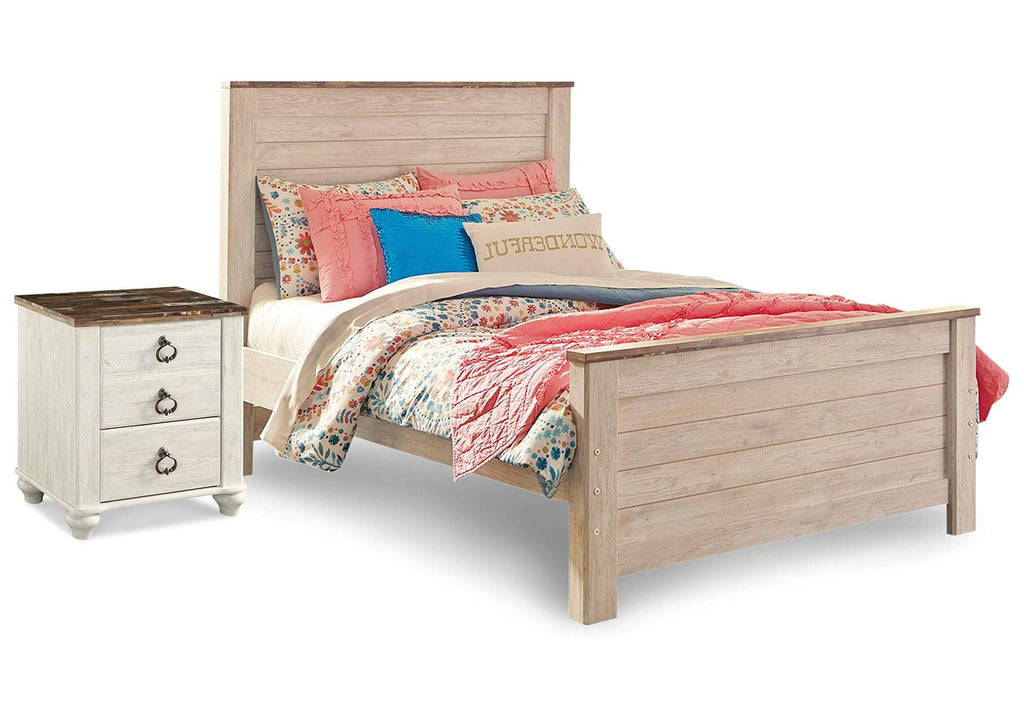 Willowton Full Panel Bed and Nightstand