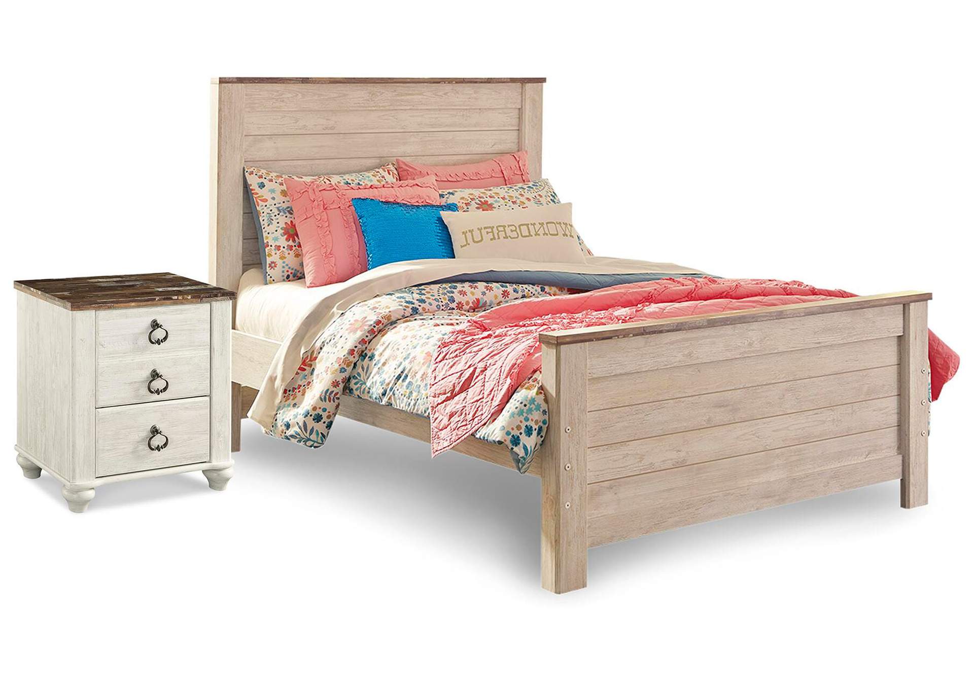 Willowton Full Panel Bed and Nightstand