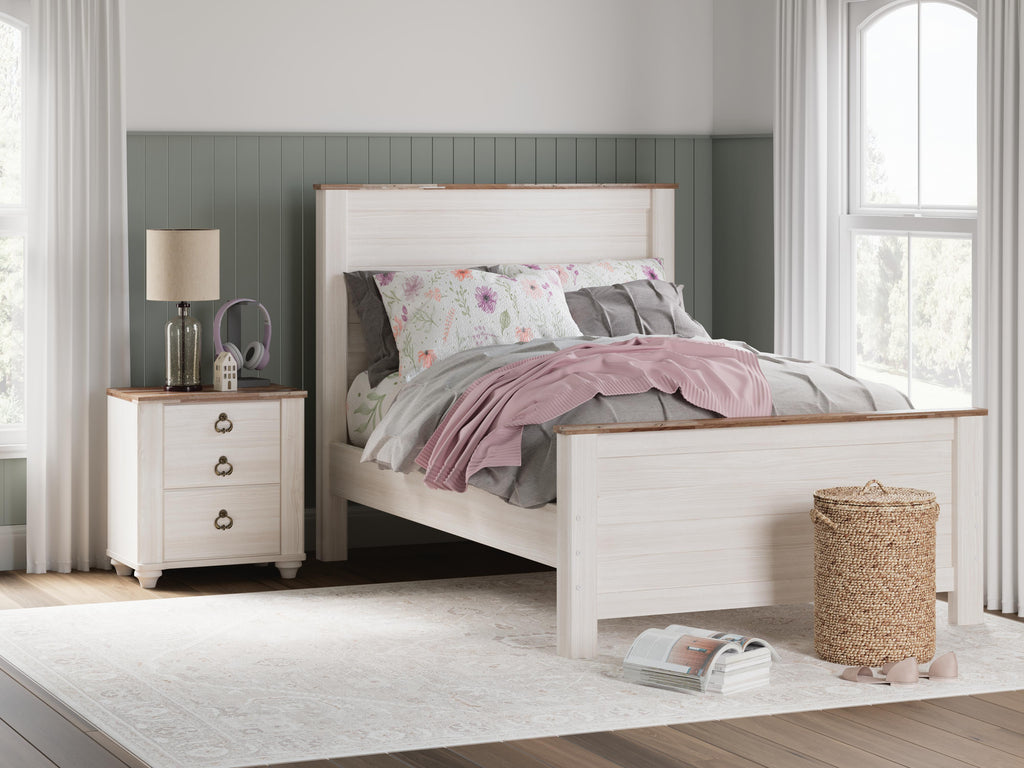 Willowton Full Panel Bed in Whitewash, alternate view 3