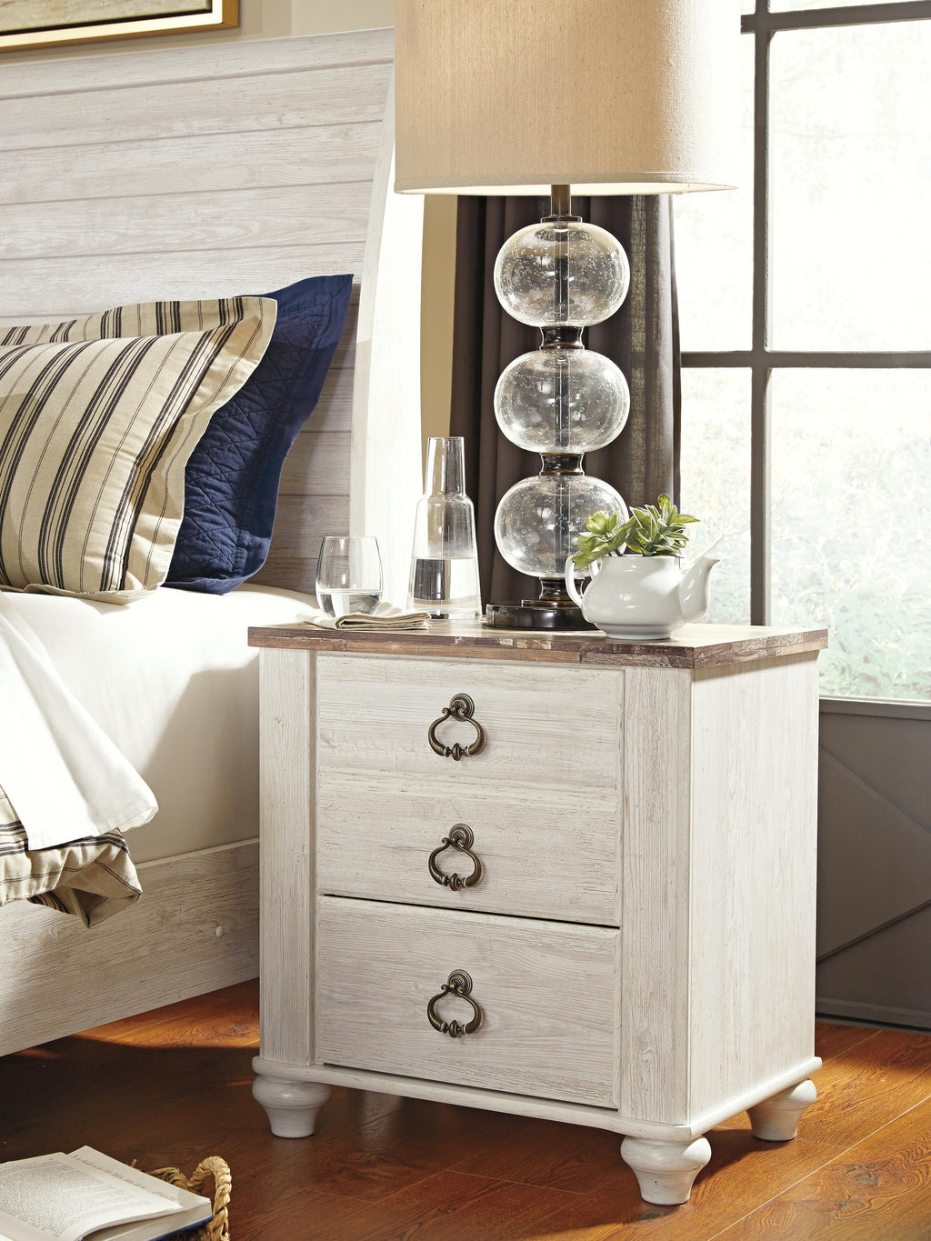 Willowton Nightstand in Whitewash, lifestyle view
