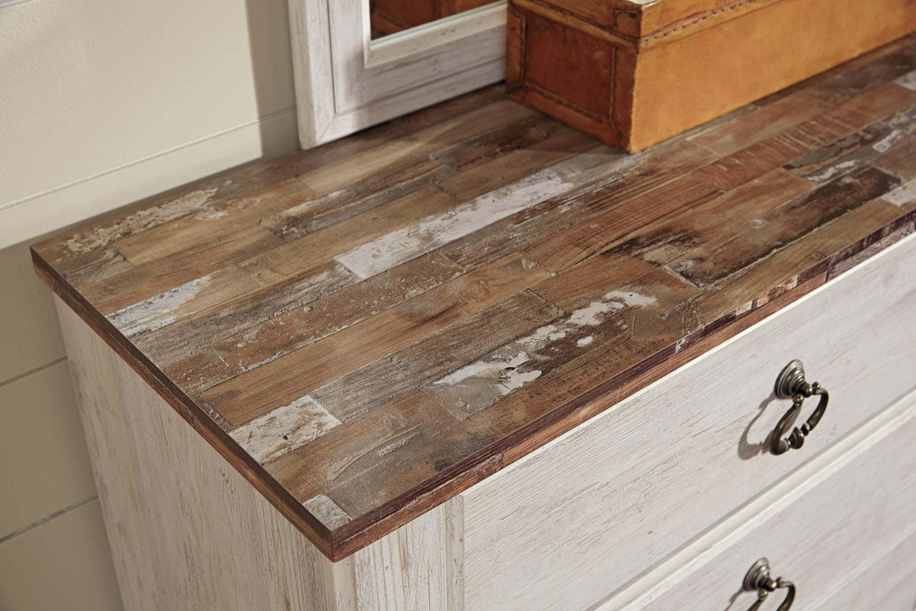 Willowton Dresser in Whitewash, detail view