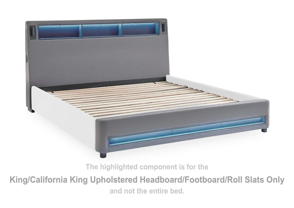 Verishaw King Upholstered Bed with Wireless Audio