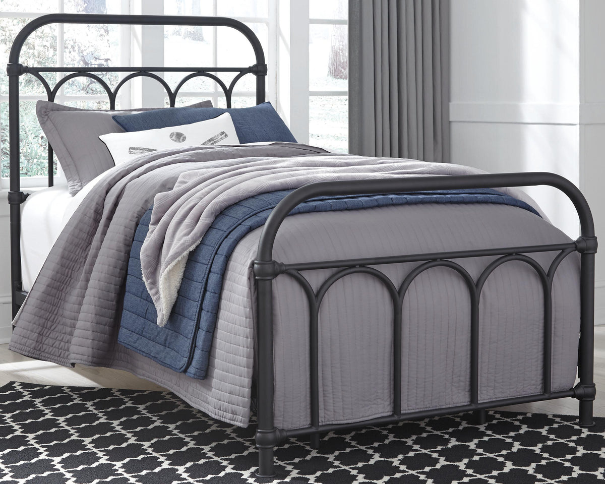 Nashburg Twin Metal Bed in Black, lifestyle view