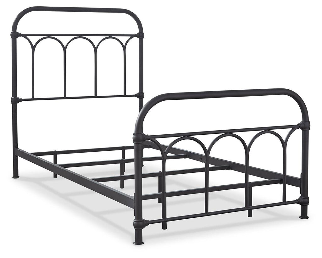 Nashburg Twin Metal Bed in Black, angle view