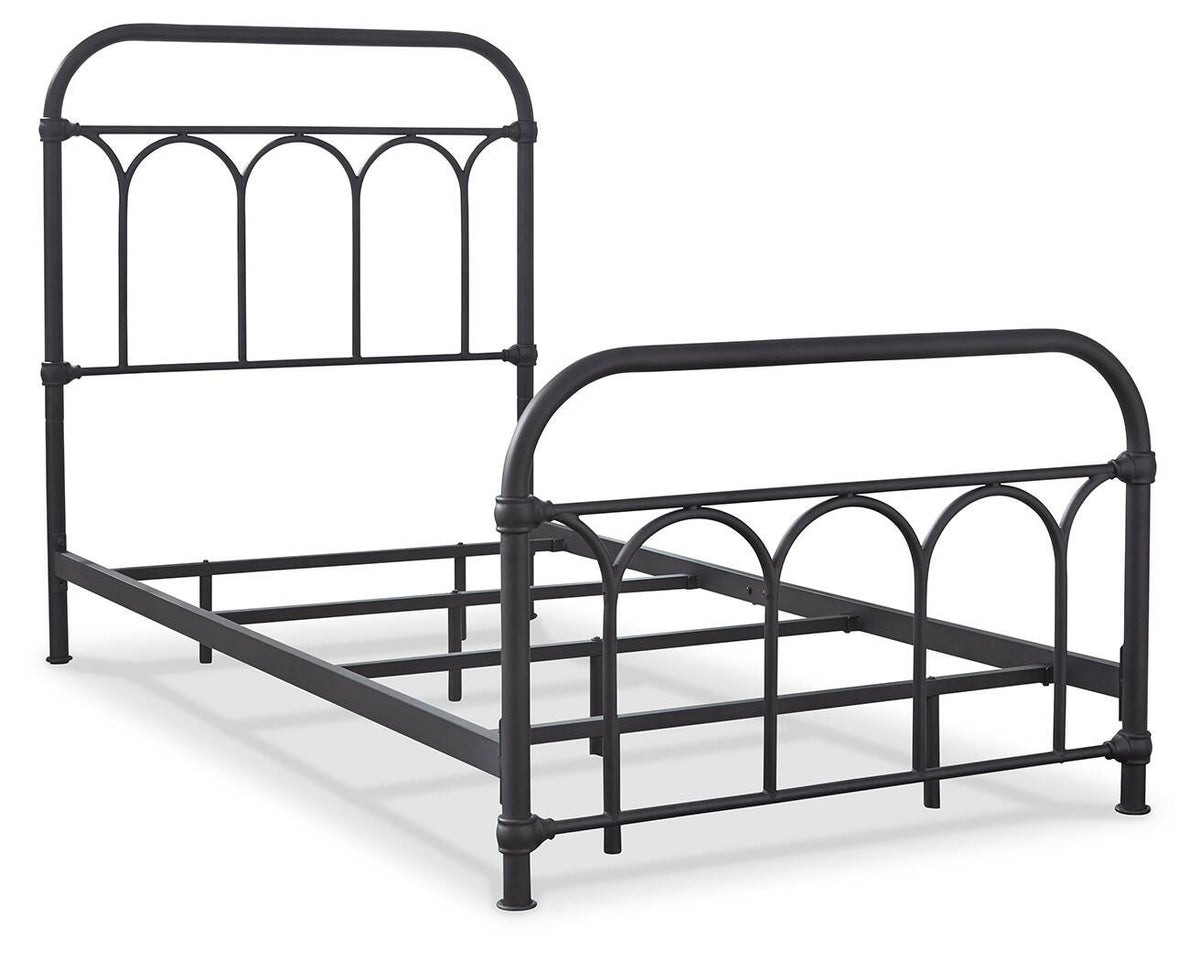 Nashburg Twin Metal Bed in Black, angle view
